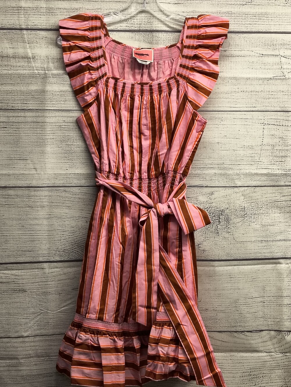 Kate Spade Calais Pink Stripe Ruffle Flutter Dress Size Small